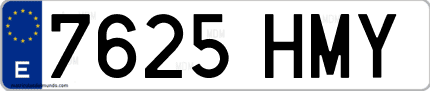 Ejemplo de matrícula de coche ordinaria 7625 HMY