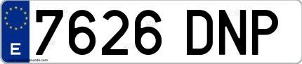 Ejemplo de matrícula española 7626 DNP