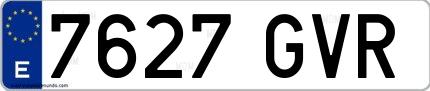Ejemplo de matrícula española 7627 GVR