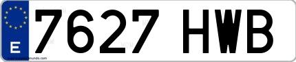 Ejemplo de matrícula española 7627 HWB