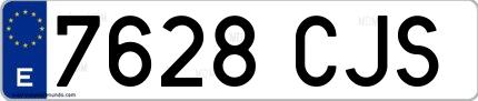 Ejemplo de matrícula española 7628 CJS