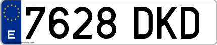 Ejemplo de matrícula de coche ordinaria 7628 DKD