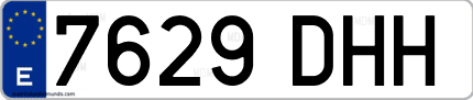 Ejemplo de matrícula de coche ordinaria 7629 DHH