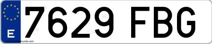 Ejemplo de matrícula española 7629 FBG