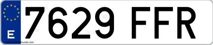 Ejemplo de matrícula española 7629 FFR