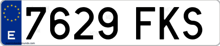Ejemplo de matrícula de coche ordinaria 7629 FKS