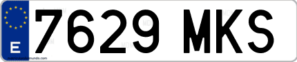 Ejemplo de matrícula de coche ordinaria 7629 MKS