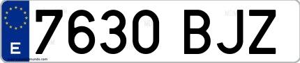 Ejemplo de matrícula española 7630 BJZ