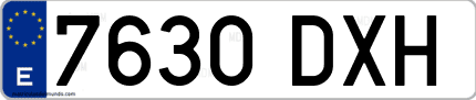 Ejemplo de matrícula de coche ordinaria 7630 DXH