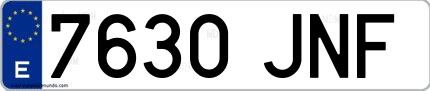 Ejemplo de matrícula española 7630 JNF