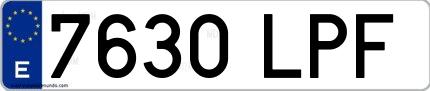 Ejemplo de matrícula española 7630 LPF