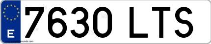 Ejemplo de matrícula española 7630 LTS