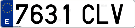 Ejemplo de matrícula de coche ordinaria 7631 CLV