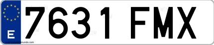 Ejemplo de matrícula española 7631 FMX