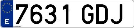 Ejemplo de matrícula española 7631 GDJ