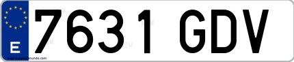 Ejemplo de matrícula española 7631 GDV