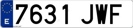 Ejemplo de matrícula española 7631 JWF