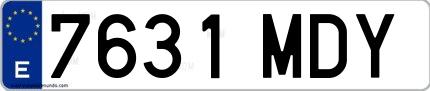 Ejemplo de matrícula española 7631 MDY