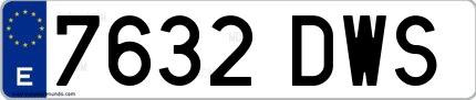 Ejemplo de matrícula española 7632 DWS