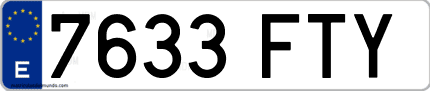 Ejemplo de matrícula de coche ordinaria 7633 FTY