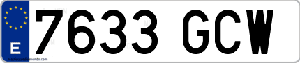 Ejemplo de matrícula de coche ordinaria 7633 GCW