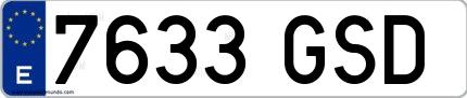 Ejemplo de matrícula española 7633 GSD