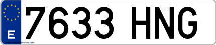 Ejemplo de matrícula de coche ordinaria 7633 HNG