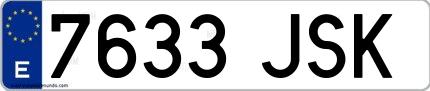 Ejemplo de matrícula española 7633 JSK