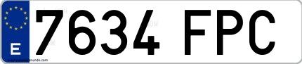 Ejemplo de matrícula española 7634 FPC