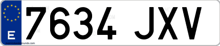 Ejemplo de matrícula de coche ordinaria 7634 JXV