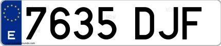 Ejemplo de matrícula española 7635 DJF