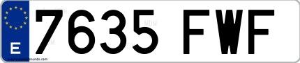 Ejemplo de matrícula española 7635 FWF