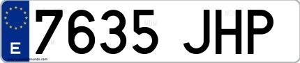 Ejemplo de matrícula española 7635 JHP
