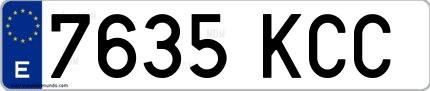 Ejemplo de matrícula española 7635 KCC