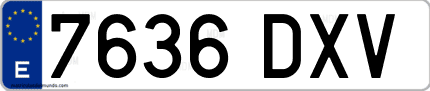 Ejemplo de matrícula de coche ordinaria 7636 DXV