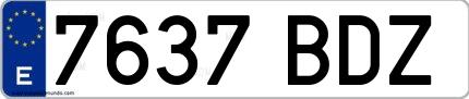 Ejemplo de matrícula española 7637 BDZ
