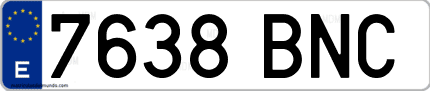 Ejemplo de matrícula de coche ordinaria 7638 BNC