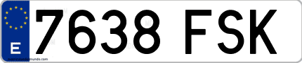 Ejemplo de matrícula de coche ordinaria 7638 FSK