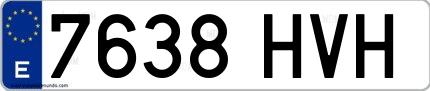Ejemplo de matrícula española 7638 HVH