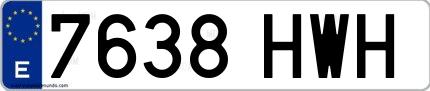 Ejemplo de matrícula española 7638 HWH
