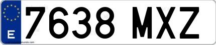 Ejemplo de matrícula española 7638 MXZ