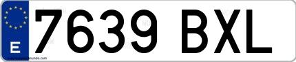 Ejemplo de matrícula española 7639 BXL