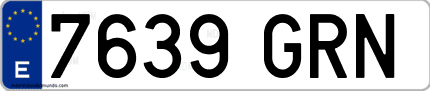 Ejemplo de matrícula de coche ordinaria 7639 GRN