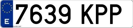 Ejemplo de matrícula española 7639 KPP