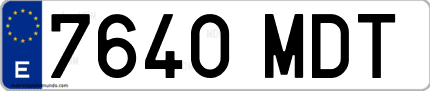 Ejemplo de matrícula de coche ordinaria 7640 MDT