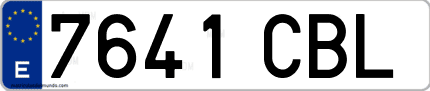 Ejemplo de matrícula de coche ordinaria 7641 CBL