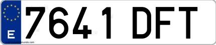 Ejemplo de matrícula española 7641 DFT