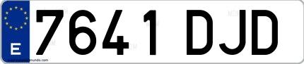 Ejemplo de matrícula española 7641 DJD