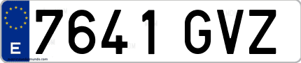 Ejemplo de matrícula de coche ordinaria 7641 GVZ
