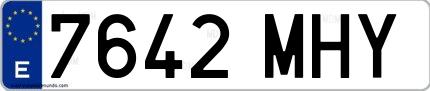Ejemplo de matrícula española 7642 MHY